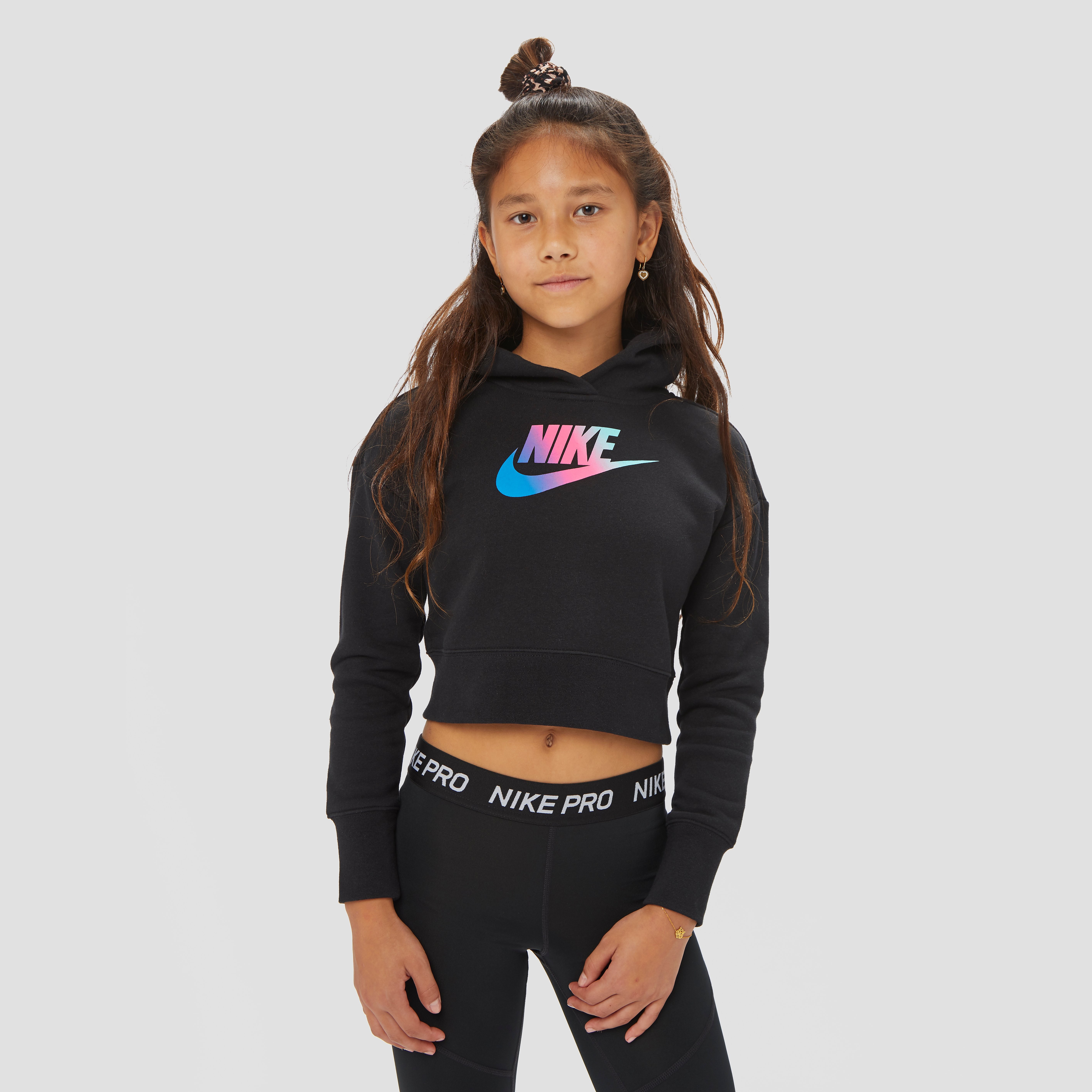 NIKE Sportswear cropped trui zwart/roze kinderen Kinderen thumbnail